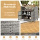 Rattan storage cabinet with painted acacia wood countertop, featuring a PE rattan surface, ideal for poolside or patio.